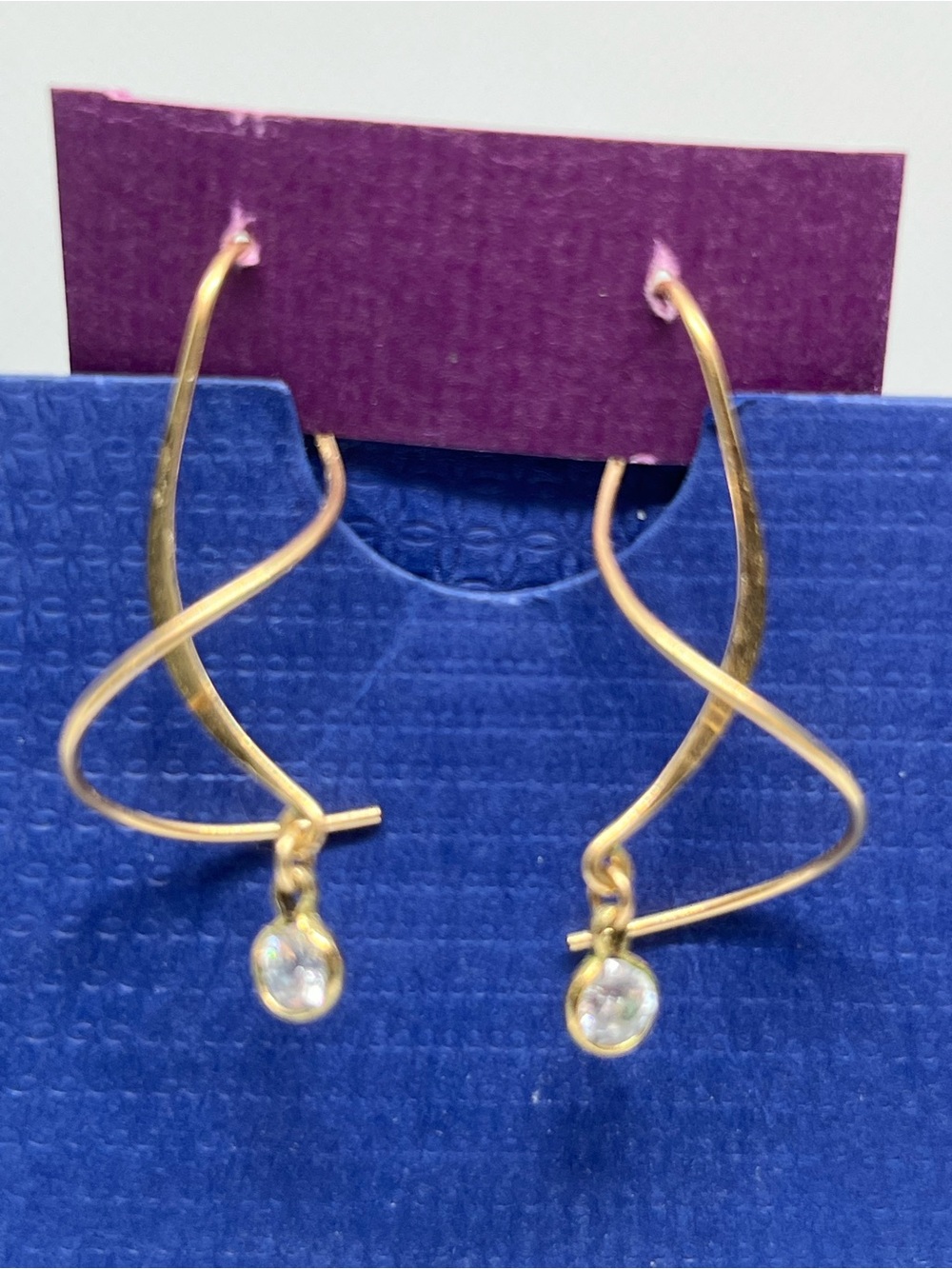 Harry Mason vintage Gold Dangle Earrings Earspiral-original purple box
